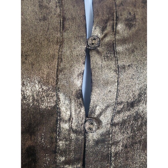 la Joie 18W Button Front Closure Gold Tiered Free Flowing Midi or Maxi Dress - Picture 4 of 15